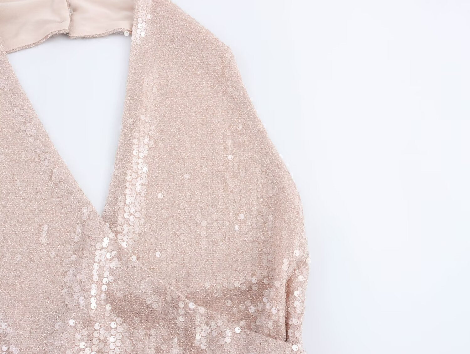 Women French Sequin Pleated Halter Dress Bella Mia